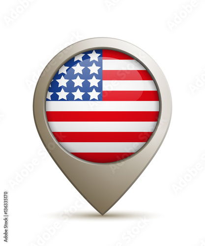 Vector Illustration Of A Straight Location Pin With USA Flag