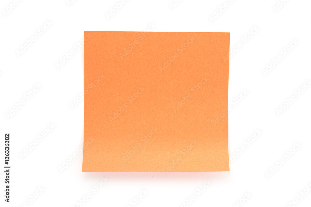 Orange paper stick note on white