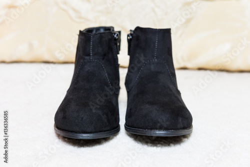 New Sparkly Velvet Black Warm Children Boots for autumn-winter with bow