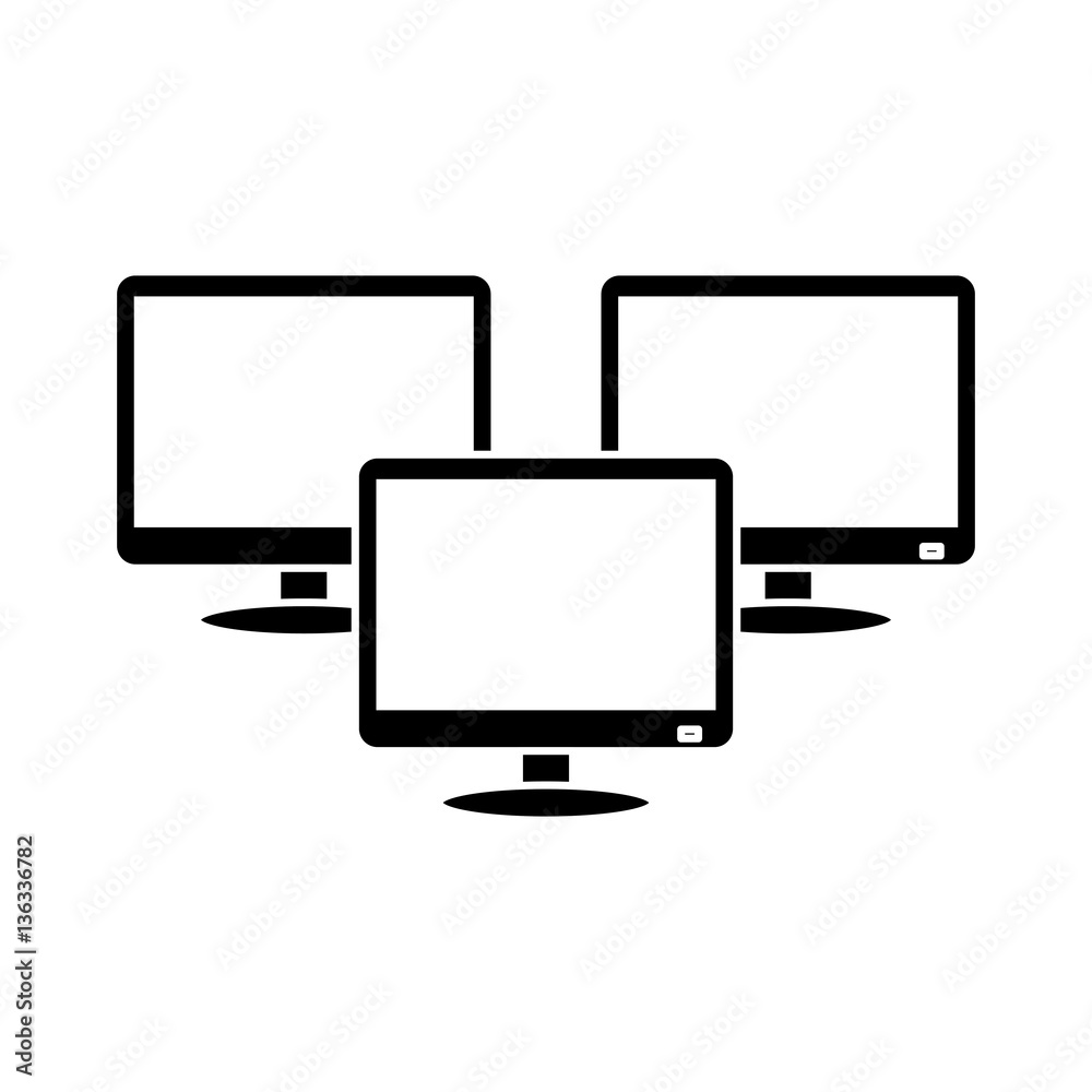 three computer monitors icon image vector illustration design three computer monitors icon image vector illustration design