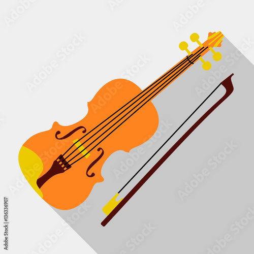Violin icon, flat style