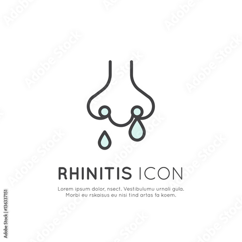 Vector Icon Style Illustration Logo  Rhinitis Disease, Cold, Sore Throat, Flu and Illness, Allergy and Seasonal Unwellness, Simple Isolated Web Symbol