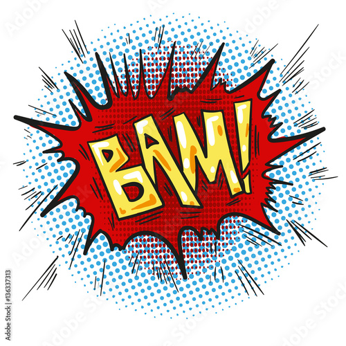 Pop art retro comic speech bubble with word Bam