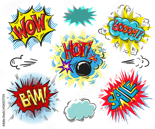 Set of Comic Text, Pop Art comic style.