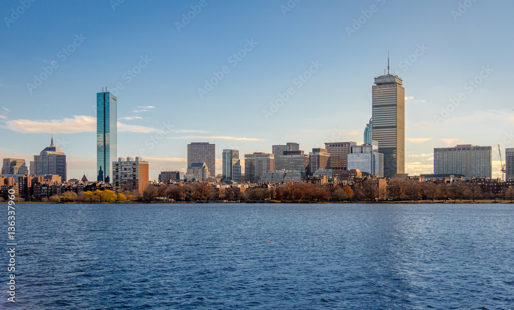 Boston skyline and Charles River seen from Cambridge - Massachusetts, USA