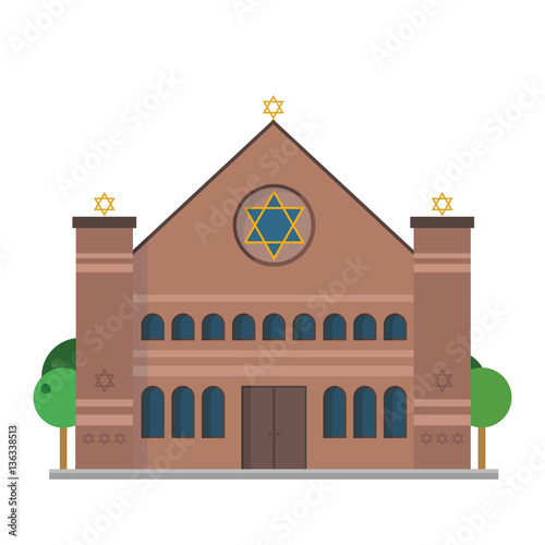 Wallpaper Mural Cute cartoon vector illustration of a Synagogue