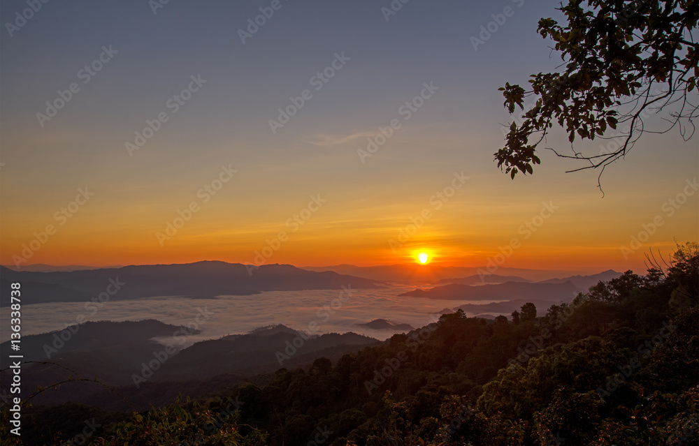 Beautiful sunrise in the morning on Viewpoint, Changmai , Thailand Beautiful sunrise in the morning on Viewpoint, Changmai , Thailand
