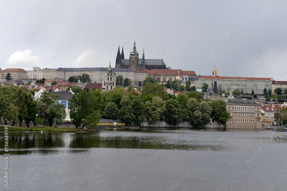 Fototapeta premium Architecture from Prague with cloudy sky