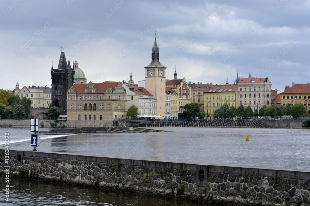 Fototapeta premium Architecture from Prague with cloudy sky