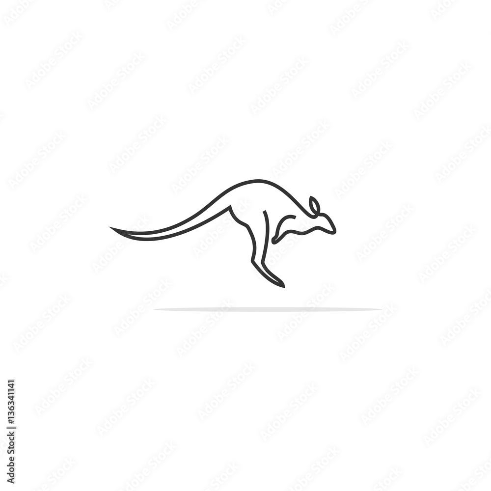 Fototapeta premium Kangaroo Logo Line 