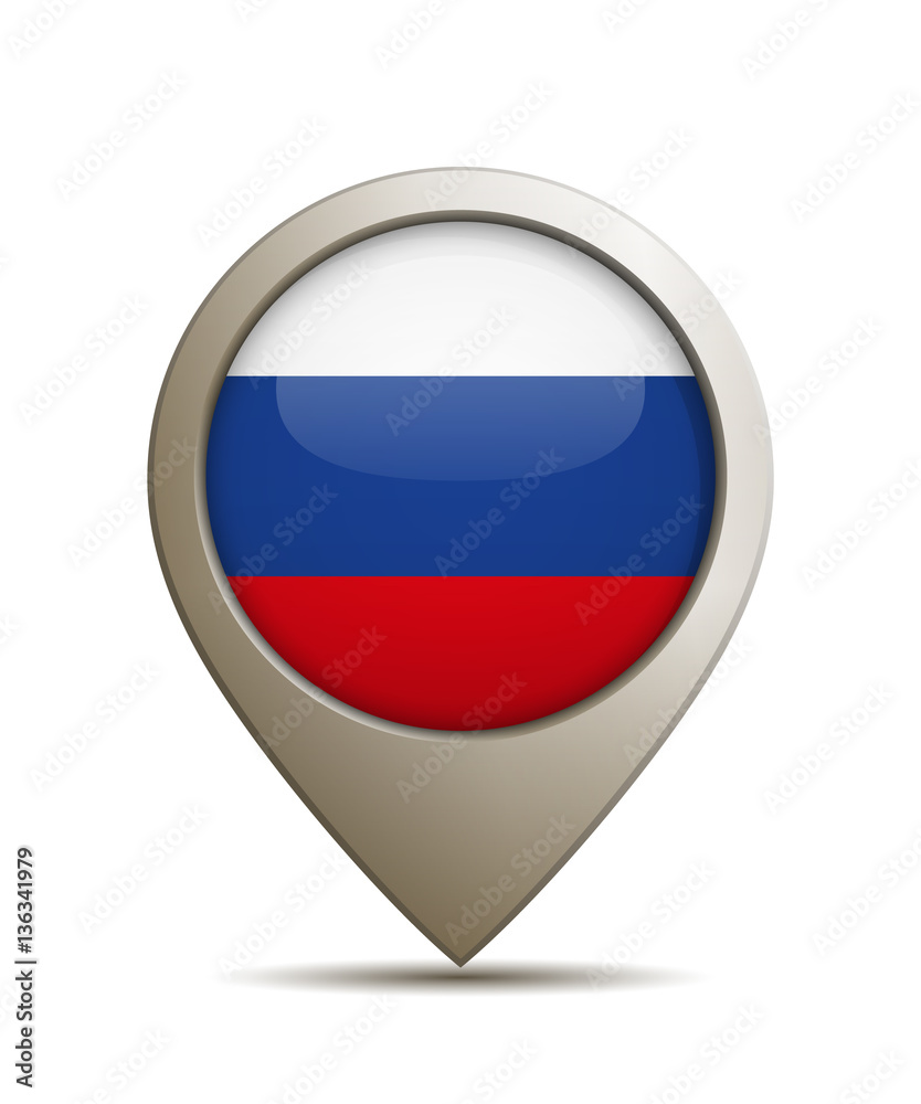 Vector Illustration Of A Straight Location Pin With Russian National Flag Vector Illustration Of A Straight Location Pin With Russian National Flag