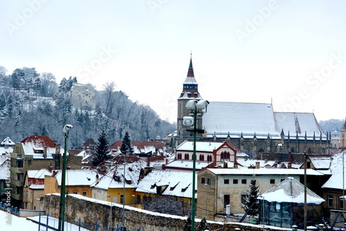  Typical winter urban landscape of the city Brasov, Transylvania. Brasov is a town situated in Transylvania, Romania, in the center of the country. 300.000 inhabitants.
 photo