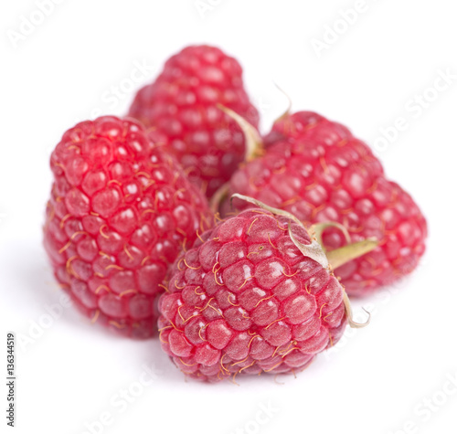Few raspberries isolated
