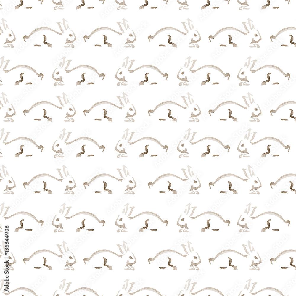 Fototapeta premium watercolor rabbit pattern