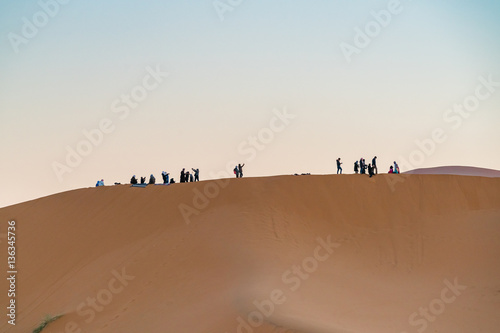 Group going in sand desert © praphab144