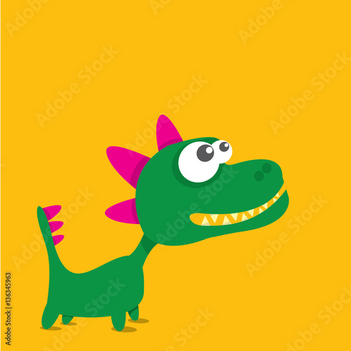 Vector cartoon funny dragon. Cartoon Dinosaur.