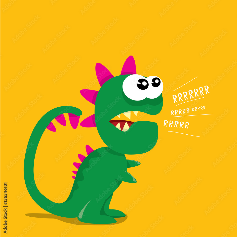 Vector cartoon funny dragon. Cartoon Dinosaur. Vector cartoon funny dragon. Cartoon Dinosaur.