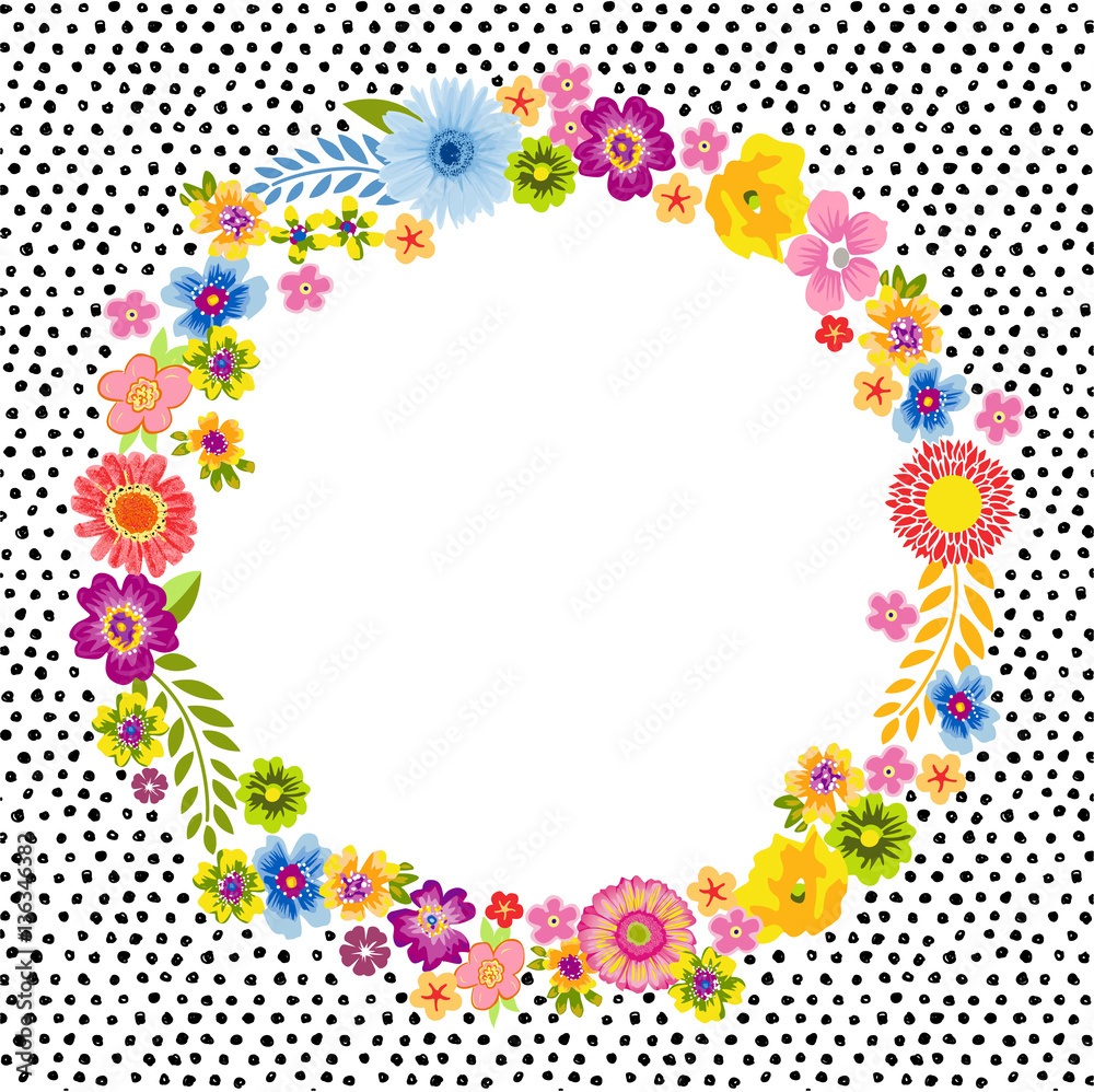 Vintage card with a round flower frame