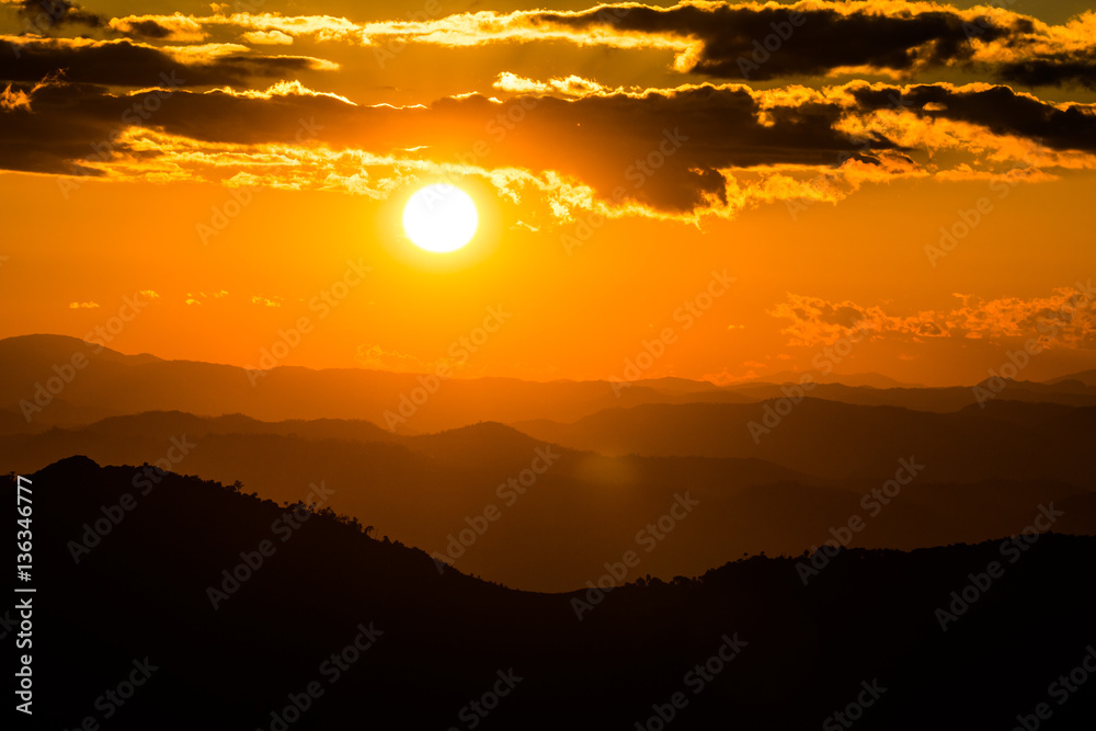 Beautiful sunrise and dramatic clouds on the sky,Sunrise