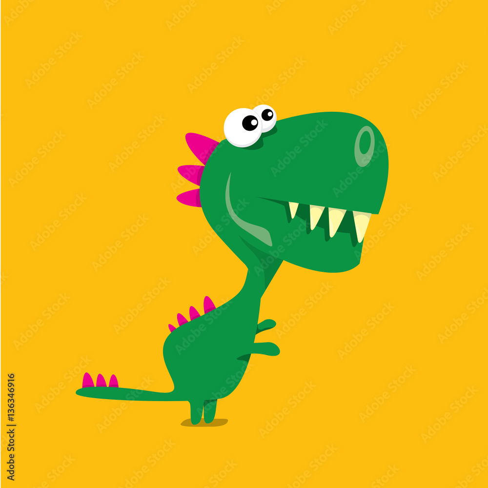 Naklejka premium Vector cartoon funny dragon. Cartoon Dinosaur.