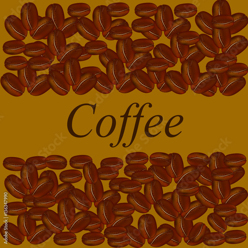 Coffee beans on brown background
