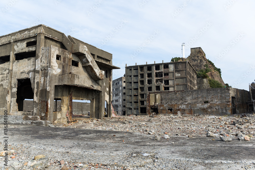 Abandoned Battleship island in Nagasaki Abandoned Battleship island in Nagasaki