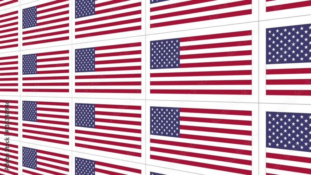 Sheet of postcards with national flag of USA. Sate symbol of United States nation and government. Seamless loop. Sheet of postcards with national flag of USA. Sate symbol of United States nation and government. Seamless loop.