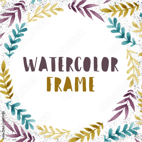 Watercolor floral frame.