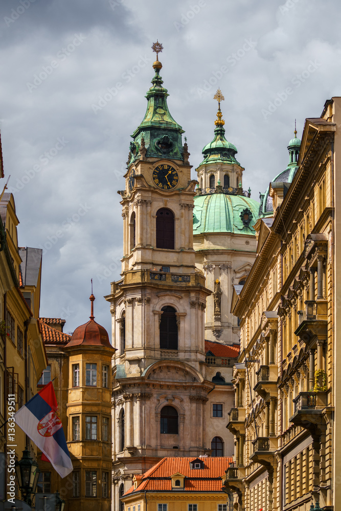 view on Church of Saint Nicholas, Prague, Czech Republic