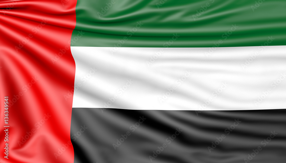 Flag of United Arab Emirates, 3d illustration with fabric texture