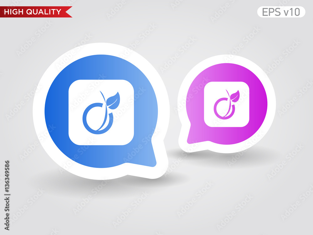 Peach icon. Button with peach icon. Modern UI vector. Peach icon. Button with peach icon. Modern UI vector.