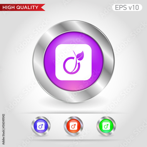 Peach icon. Button with peach icon. Modern UI vector.