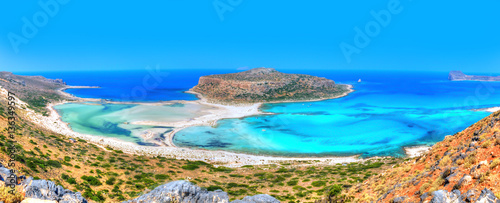Beautiful Balos beach in summer holiday, famous island of Crete - Greece photo