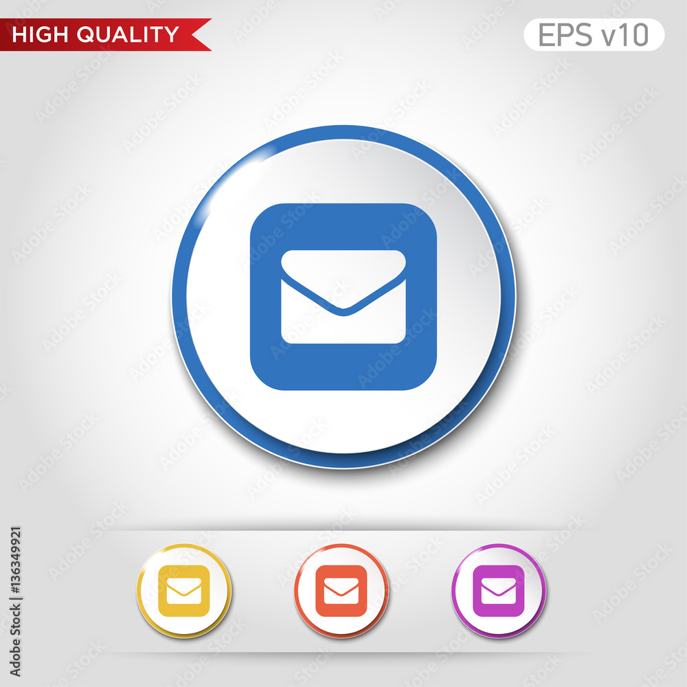 Mail icon. Button with mail icon. Modern UI vector. Mail icon. Button with mail icon. Modern UI vector.