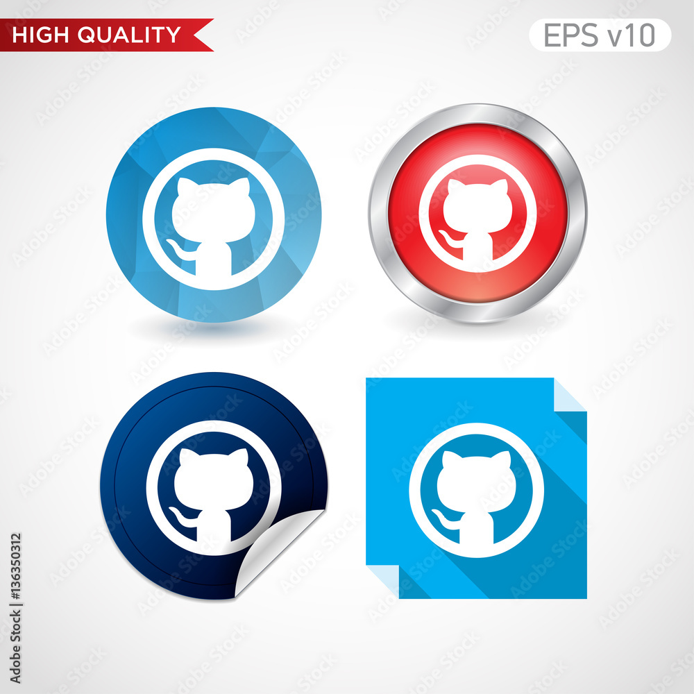 Cat icon. Button with cat icon. Modern UI vector. Cat icon. Button with cat icon. Modern UI vector.