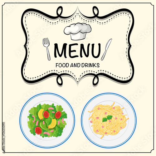 Set menu with salad and pasta