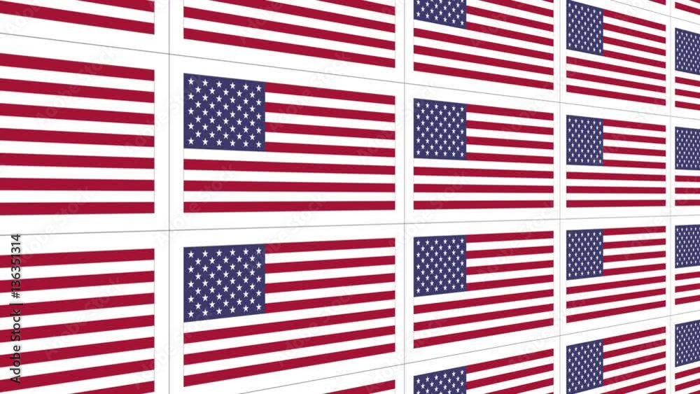 Sheet of postcards with national flag of USA. Sate symbol of United States nation and government. Seamless loop. Sheet of postcards with national flag of USA. Sate symbol of United States nation and government. Seamless loop.