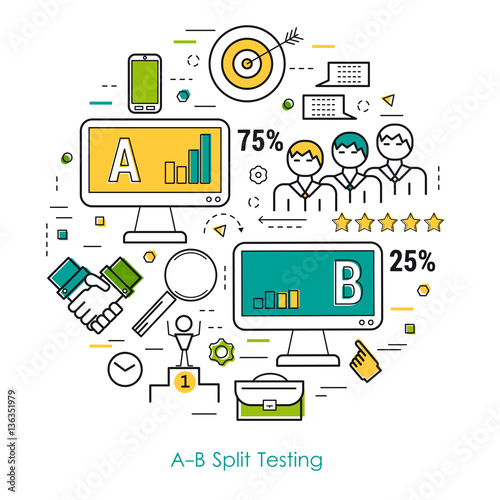 Line concept of A-B Split Testing