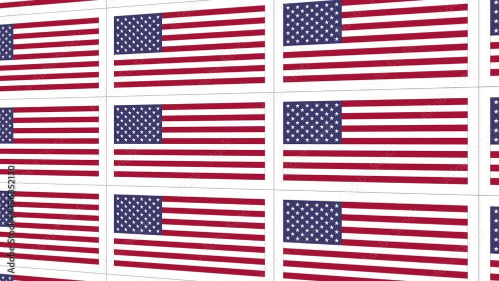 Sheet of postcards with national flag of USA. Sate symbol of United States nation and government. Sheet of postcards with national flag of USA. Sate symbol of United States nation and government.