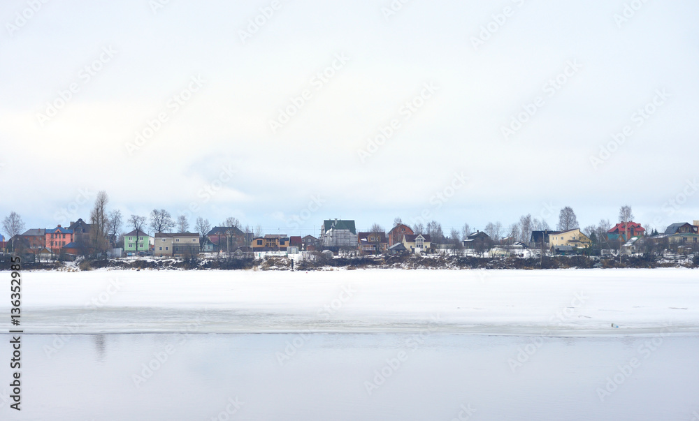 View of Neva River on the outskirts of St. Petersburg. View of Neva River on the outskirts of St. Petersburg.