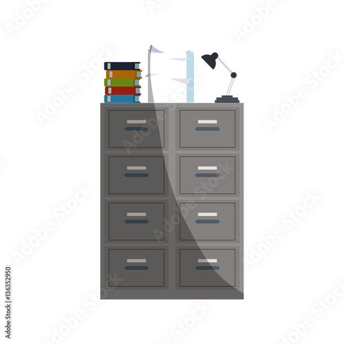 files cabinet icon over white background. colorful design. vector illustration