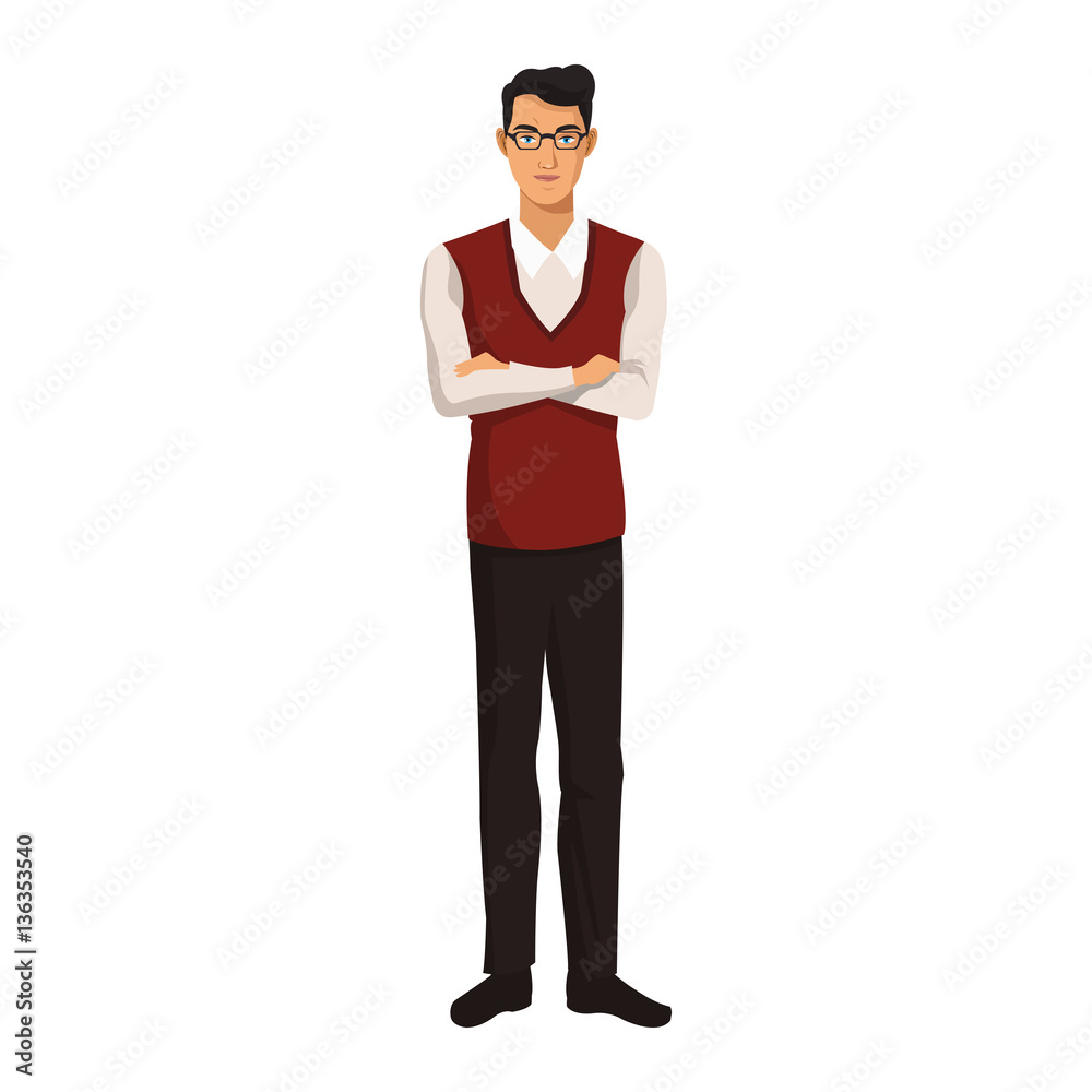 businessman wearing executive clothes over white background. colorful design. vector illustration