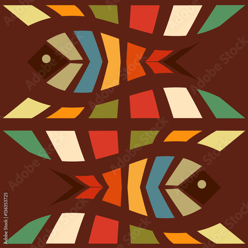 Fish mosaic seamless pattern