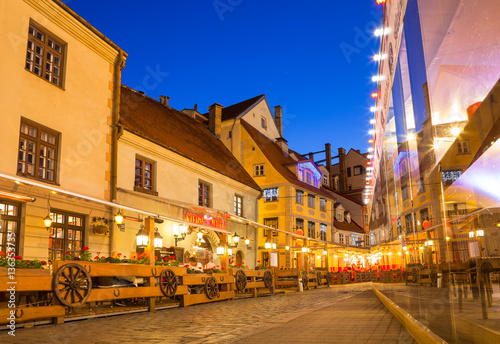 Bright night streets of old town