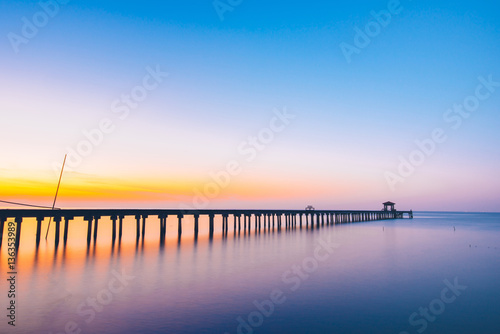 Wallpaper Mural Vacation and Holiday concept - Wooden pier between sunset in Samut Prakan, Thailand,Summer, Travel Torontodigital.ca