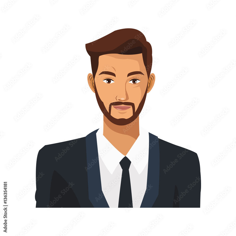 businessman wearing executive clothes over white background. colorful design. vector illustration