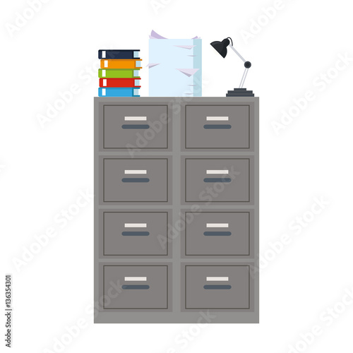 files cabinet icon over white background. colorful design. vector illustration