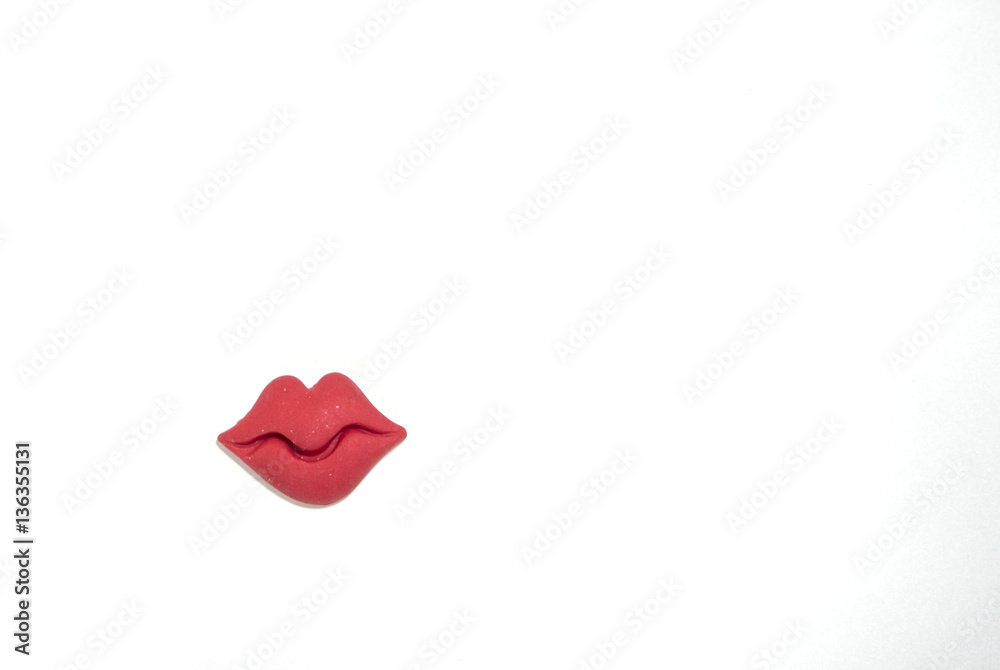 Red lips on white background, sexy concept Red lips on white background, sexy concept