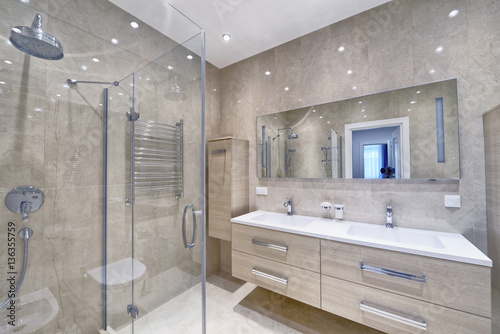 Russia,Moscow region - bathroom interior in new luxury country house