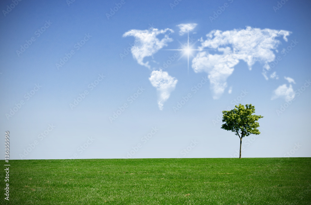 Obraz premium Cloud map world